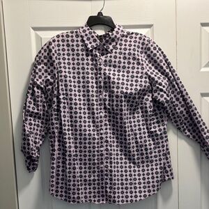 Lands' End Women's Pink and Black Polka Dot Blouse